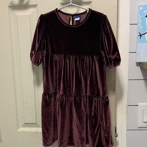 Old Navy Velvet Kids Dress in Deep Burgundy